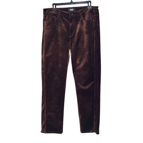 PAIGE Size 32 Cindy Twisted Seam Slit Pant In Chicory Coffee‎ Brown Velvet Crop - Picture 2 of 6